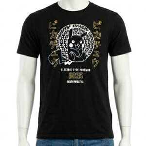 Pokemon Pikachu T-Shirt Mens Large Black Graphic Tee